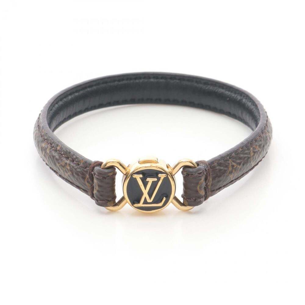 LOUIS VUITTON Black Monogram Leather Charm Bracelet - Picture 1 of 6